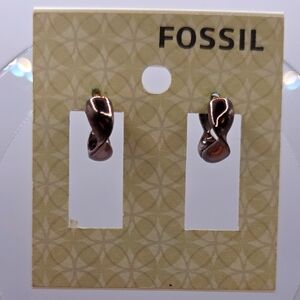 Fossil Brozetone Huggie Hoop Earrings
